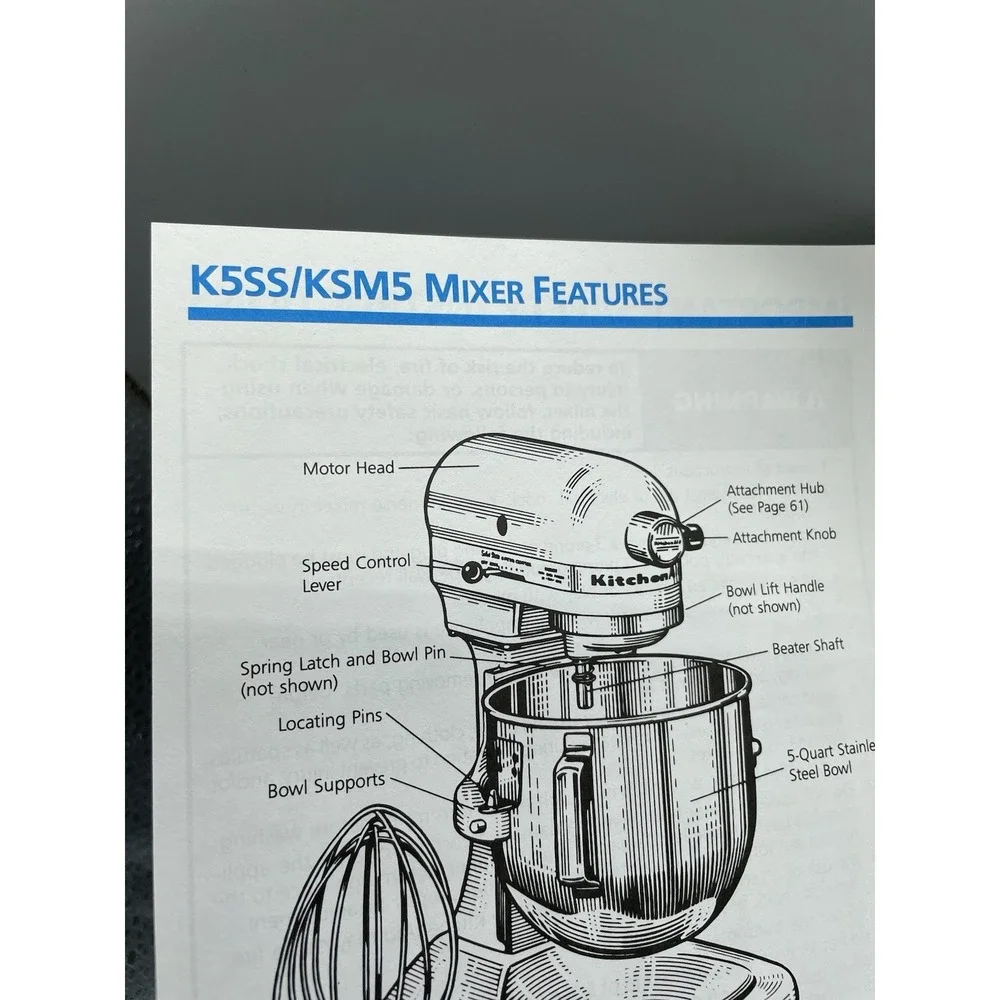 Vtg 1989 KitchenAid K5SS KSM5 Mixers‎ and Attachments Recipes and Instructions
